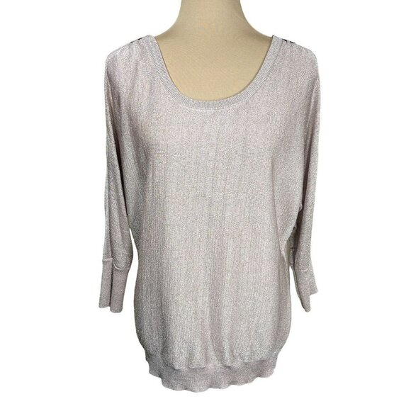 INC Rose Gold Shimmer Sweater 3/4 Sleeve Cold Shoulder Size XL Extra Large - Picture 1 of 7